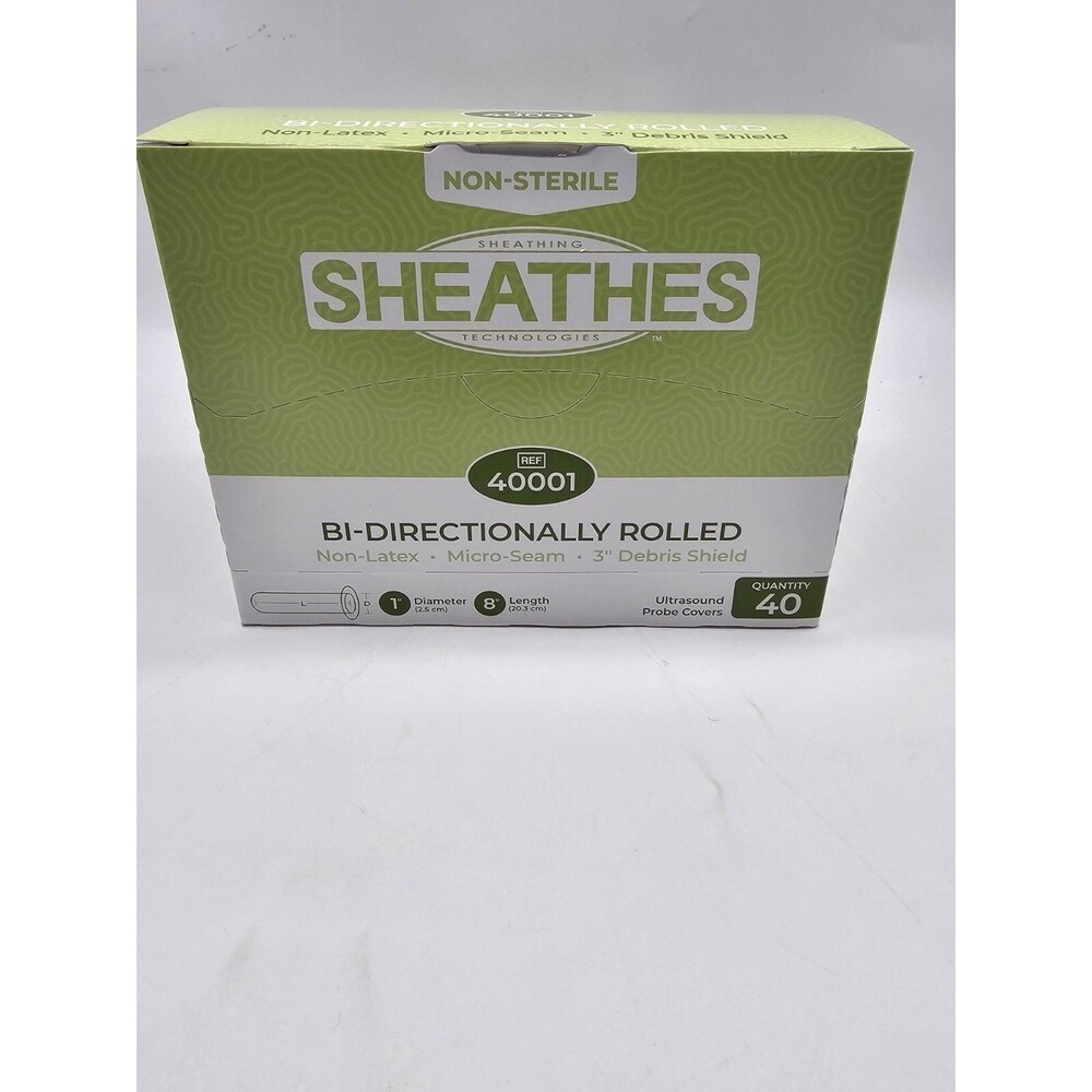 Sheathes Ultrasound Probe Covers - Bi Directional Rolled - Non Latex 40ct